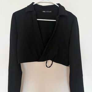 Zara Black Long Sleeve Crop Top